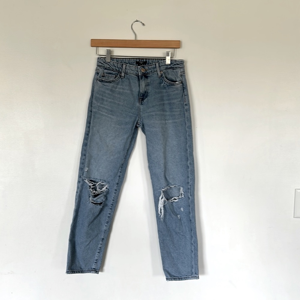 Forever 21 kids, light blue mom jeans with rips. size 13/14- 2 pairs
